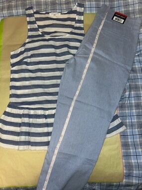 Woman’s summer, spring outfit Small sleeveless top, medium pull on bottoms